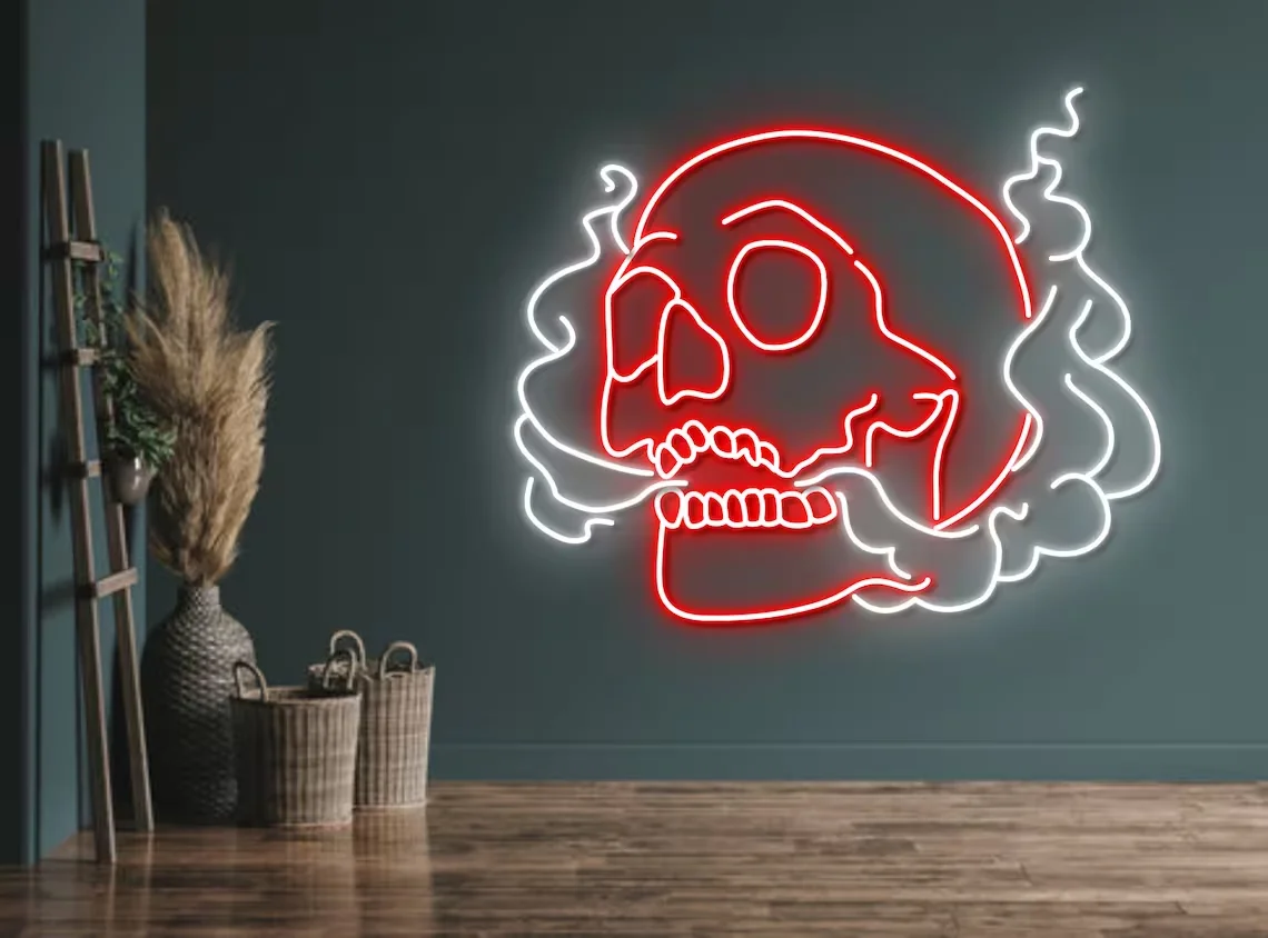 

Неоновая вывеска в виде головы черепа, обычные неоновые вывески, искусство для бара, клуба, Настенный декор, украшение на Хэллоуин, подарок