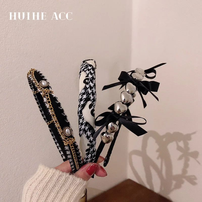 

Qianniaoge Pearl Love Bow Headband, Korean Temperament, Face Washing Versatile, Simple Retro Fashion Hair Accessories