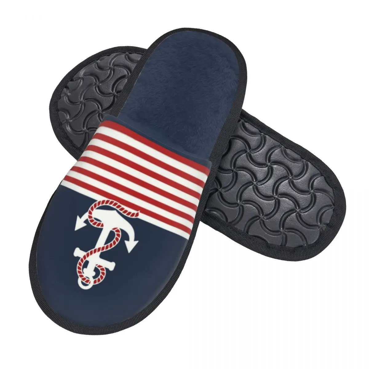 Комфортные тапочки из пены с эффектом памяти в темно-синюю полоску морским