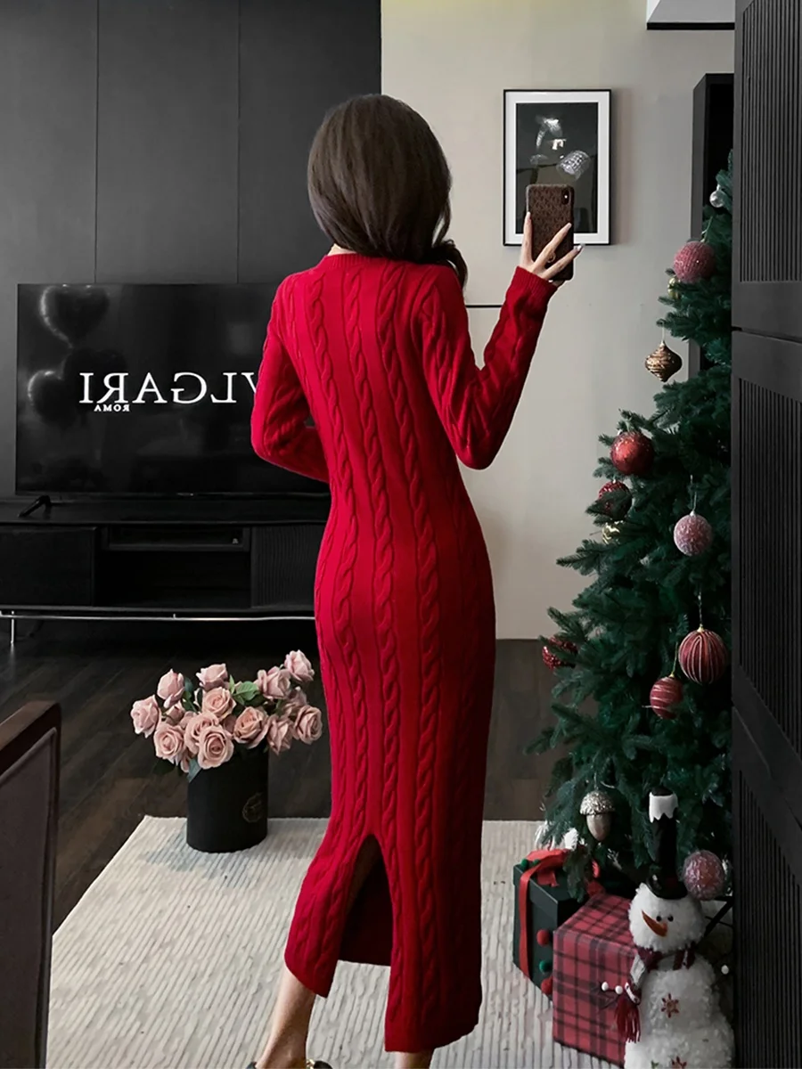 Idle Sle Осенне-зимний утолщенный свитер с круглым вырезом и длинными рукавами