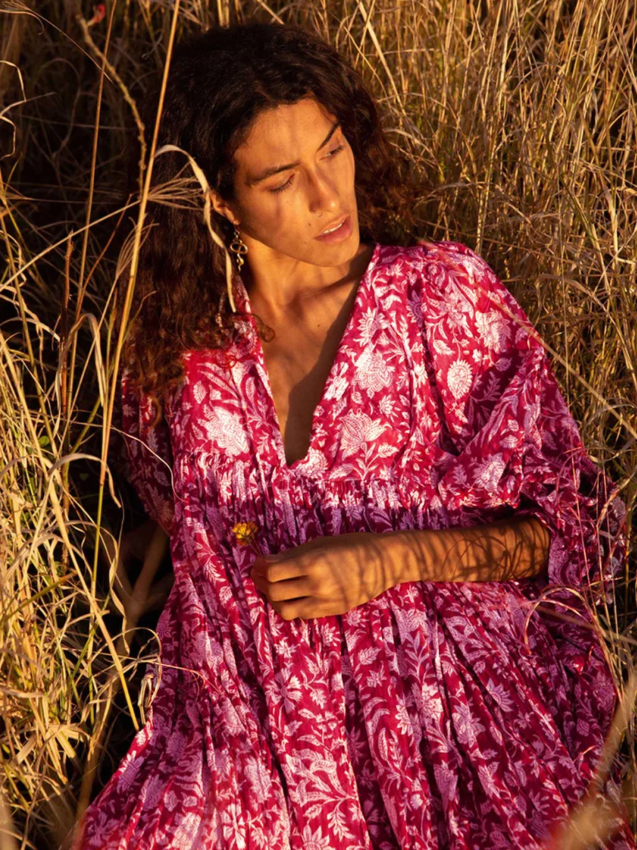 Традиционное платье средней длины из Индии летние элегантные плиссированные