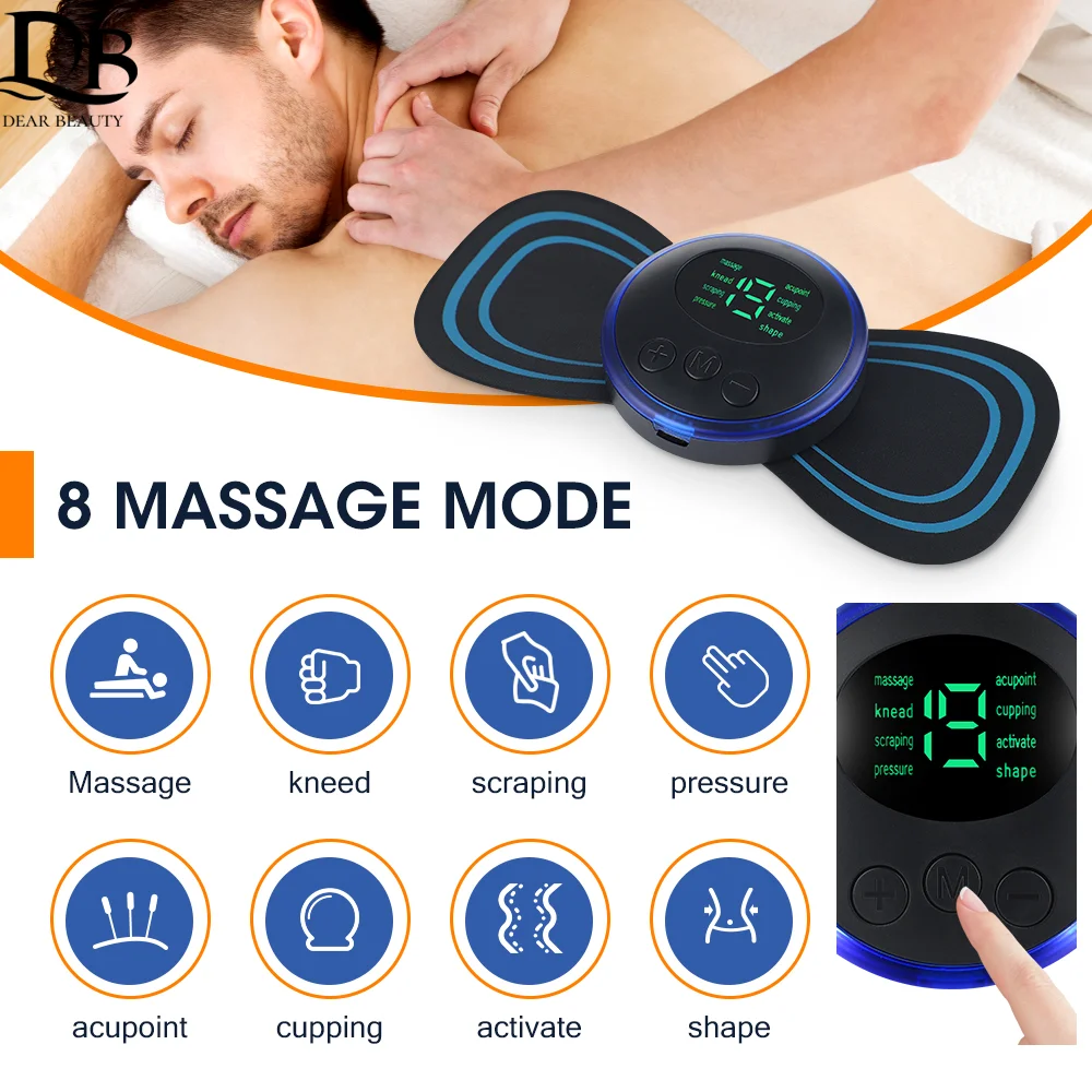 

Neck Back Massager Sticker EMS Pulse Mini Electric Cupping Massage for Shoulder Leg Cervical Body Muscle Stimulator Relief Pain