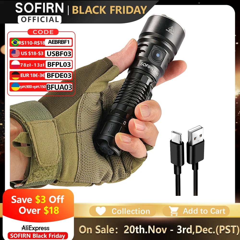 

Sofirn SK40 21700 Тактический фонарь