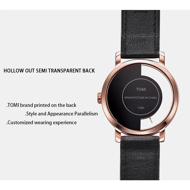 2023 New Hot Simple Casual Leather Watch Strap Creative Dual Color Dial Women's Quartz Watch High end Gift for Girlfriend