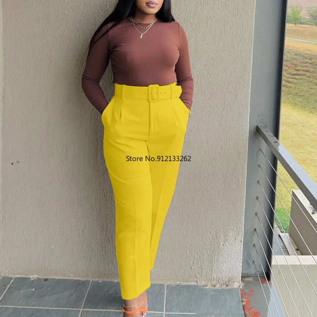 

African Clothes for Women Autumn African Women High Waist Solid Color Long Pant African Clothing