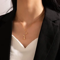 2022 new fashion personality pop element simple golden rose necklace stacked womens party jewelry exquisite gifts wholesale