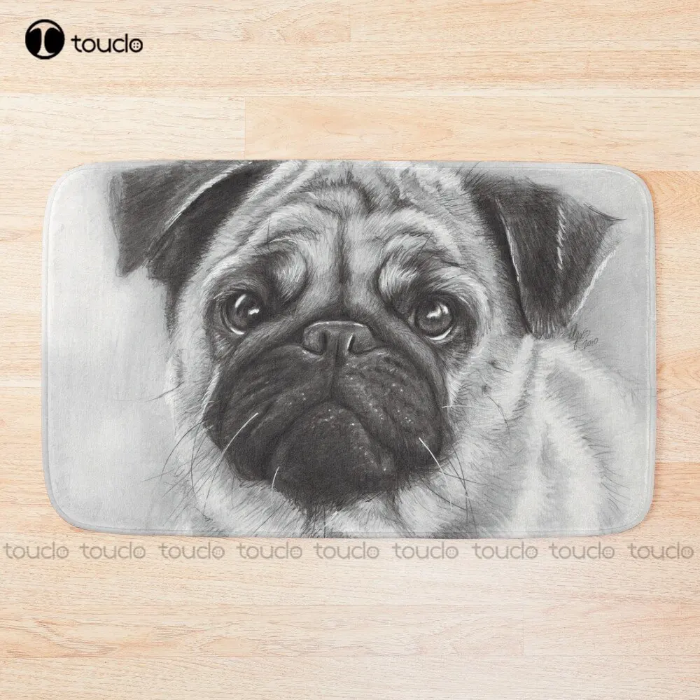 

Pug Drawing Bath Mat Black Bath Mat