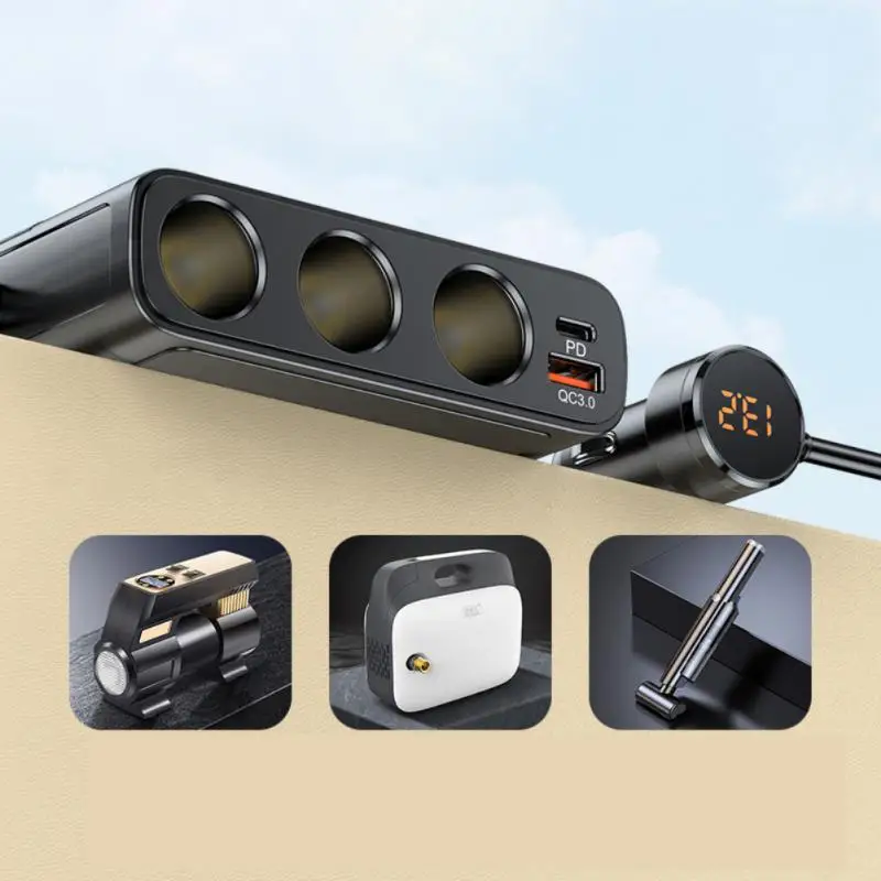 

Розетка для автомобильного прикуривателя сплиттер с 7 портами QC3.0 18 Вт PD 30 Вт, независимый переключатель с быстрой зарядкой, 127 Вт, usb-адаптер высокой мощности