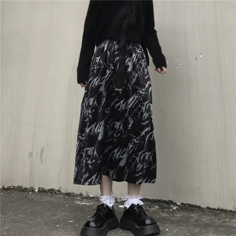 

Summer Midi Skirt for Women Vintage Elastic Waist Long Skirts Korean Fashion Streetwear Beach Long Skirt Clothes Clothing