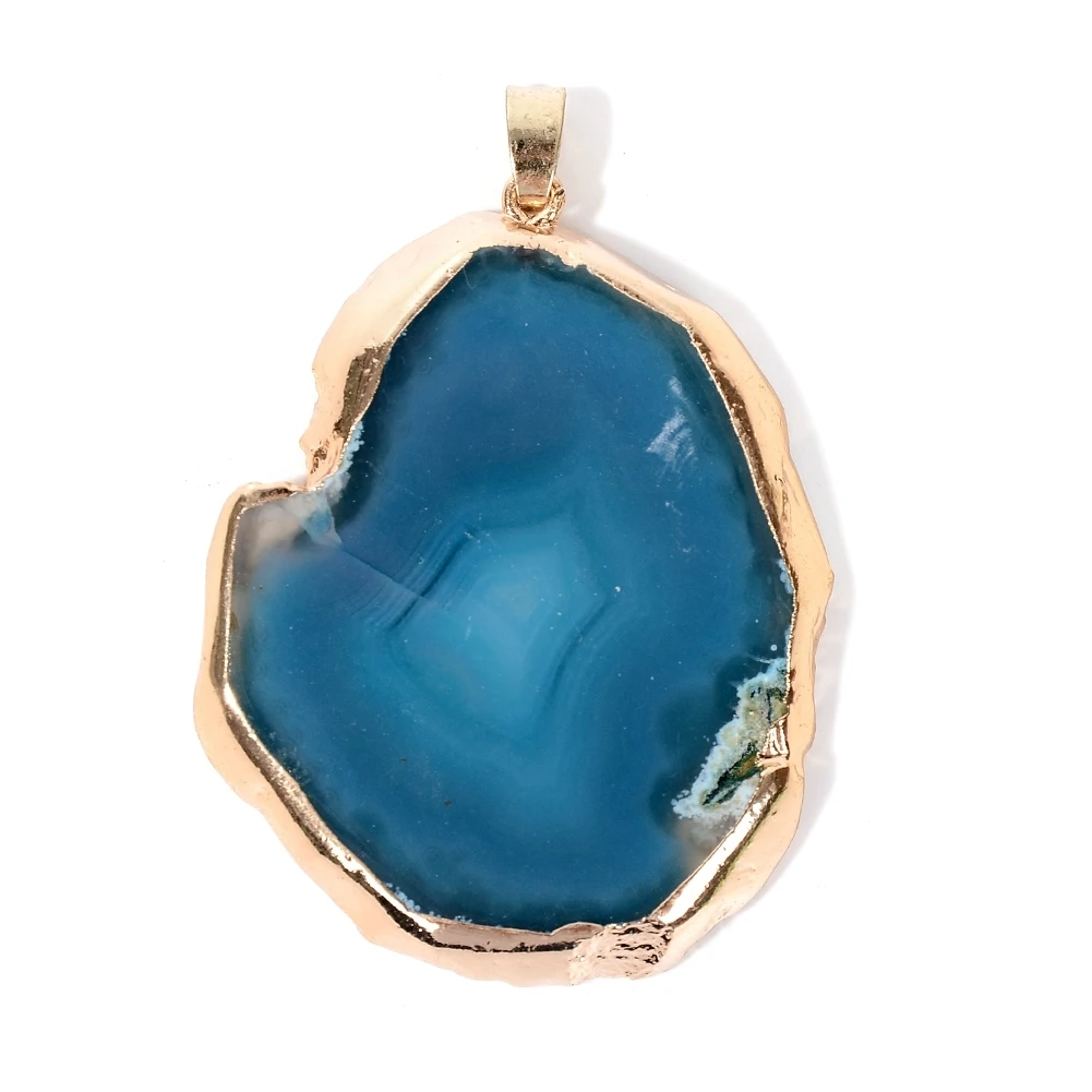 

20pcs Blue Purple Natural Stone Agates Necklace Pendant Irregular Shape Natural Stone Pendant for Jewelry Making DIY Necklace