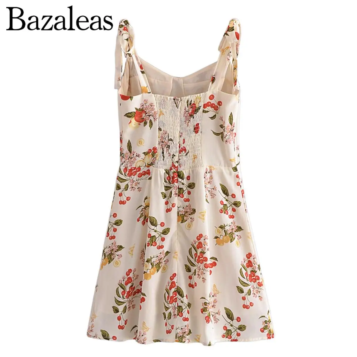 Женское эластичное платье-мини на бретелях с цветочным принтом - купить по