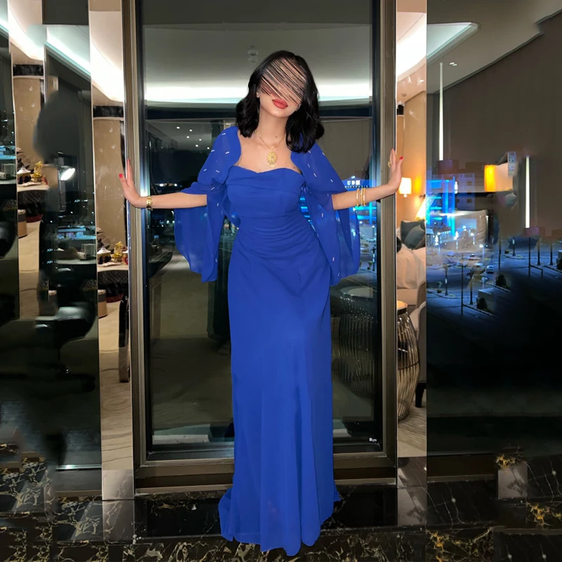

Женское вечернее платье-Русалка UZN, темно-синее шифоновое платье с рукавом до локтя, для выпускного вечера, для Саудовской Аравии, Индивидуальный размер