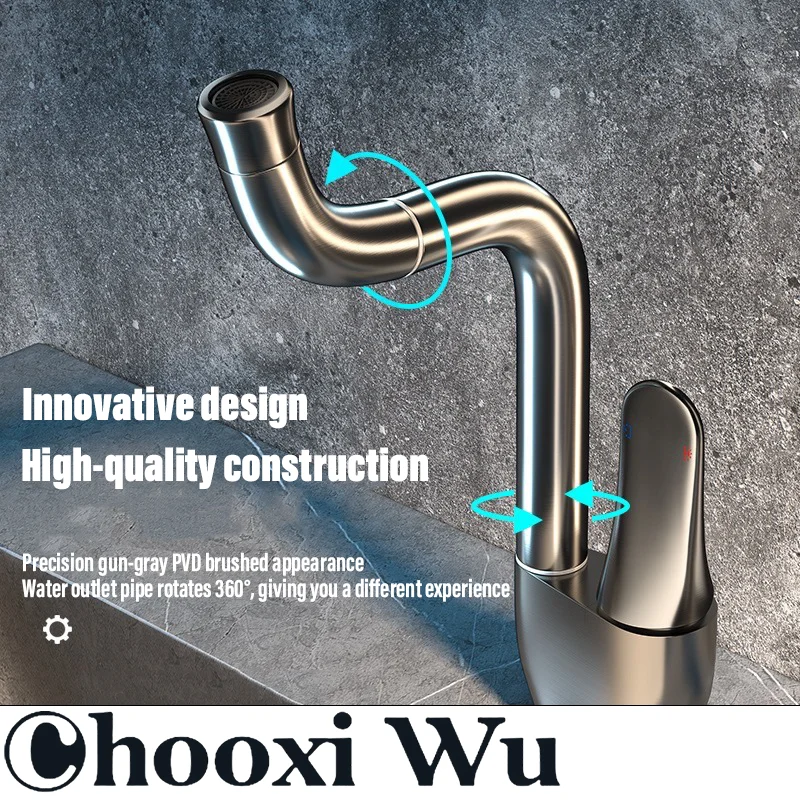 Вращающийся на 360 ° смеситель CHOOXIWU для ванной комнаты полностью медное литье
