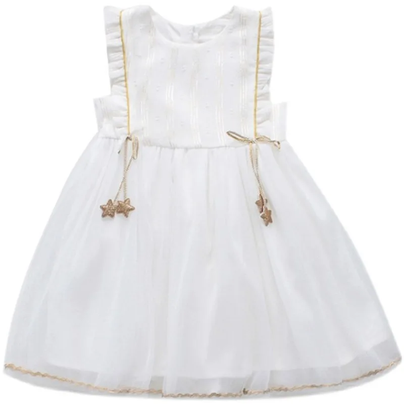 

Girls Dress 2022 New Style Foreign Style Short Sleeved White Yarn Skirt Girls Skirt Children's Summer Princess Skirt