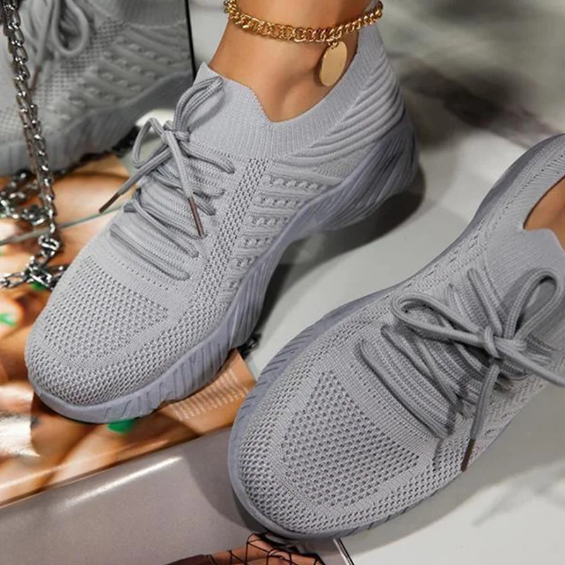 

Women Sneakers 2022 Lace Up Chunky Sneakers Breathable Shoes For Women Outdoor Walking Sneakers Female Footwear Tenis Feminino