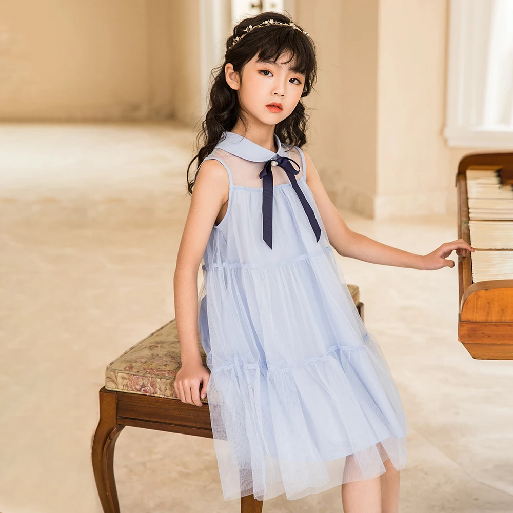 YourSeason Fashion Girl Mesh Princess Dresses 2022 Summer Children Preppy Style Clothes Cute Kids Girls Party Dress Sleeveless |