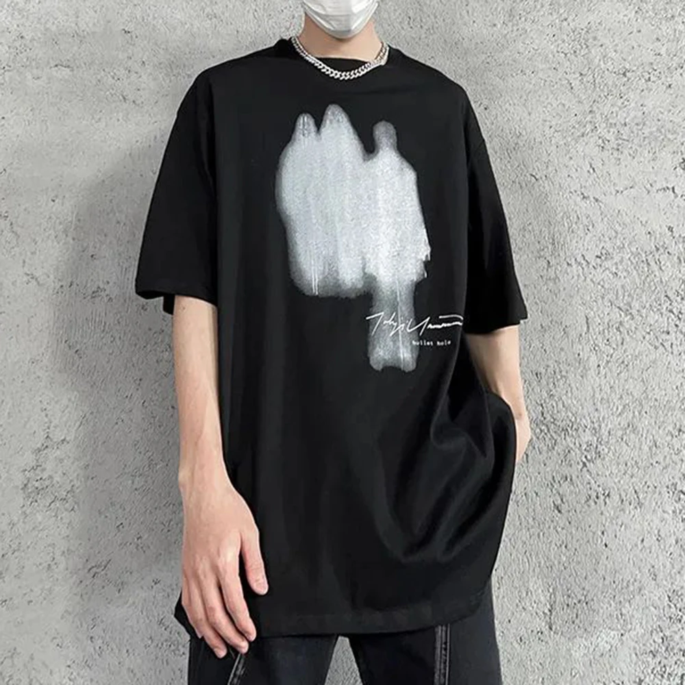 

Summer American Hip-hop Street Y2K Men's and Women's Same T-shirt Abstract Blurred Portrait Cold Male All-match Top T-shirt