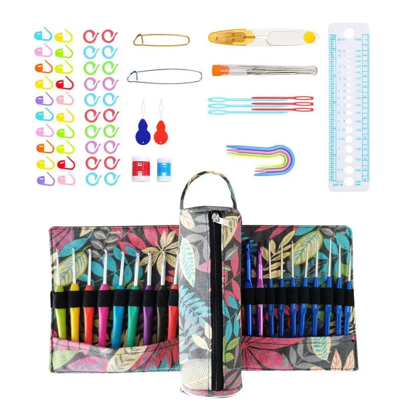 

Crochet Kit Yarn Crochet Knitting Set Ergonomic Crochet Supplies Portable Crochet Needle DIY Yarn Weaving Tool For Beginners And