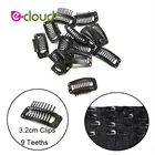 Металлические зажимы для парика, 50 см, 32 мм, 9 зубьев