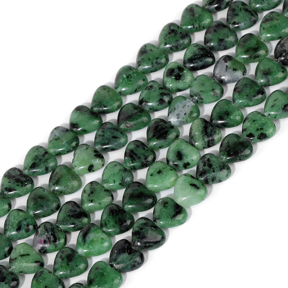 

Natural Stone Zoisite Beads 10mm Love Heart Shape Gems Charm Bead Smooth Loose Healing Beads for Jewelry Making Accessories