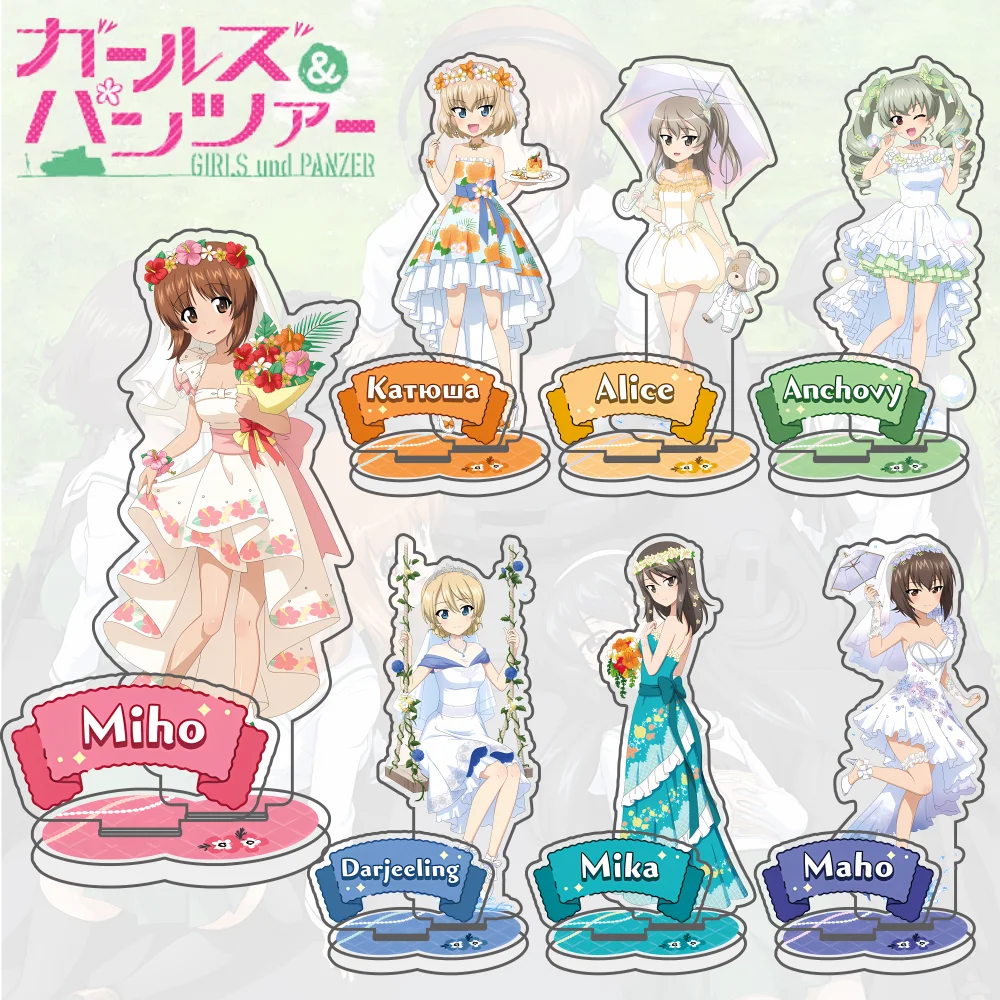 Фото Акриловая фигурка из аниме Girls und Panzer: Нисидзуми Михо в свадебном платье. Модельная табличка для декора стола, игрушка для косплея, подарок, брелок для ключей №1
