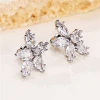 huitan personality hyperbole womens earrings paved white cz brilliant ear accessories for party luxury fashion female jewelry