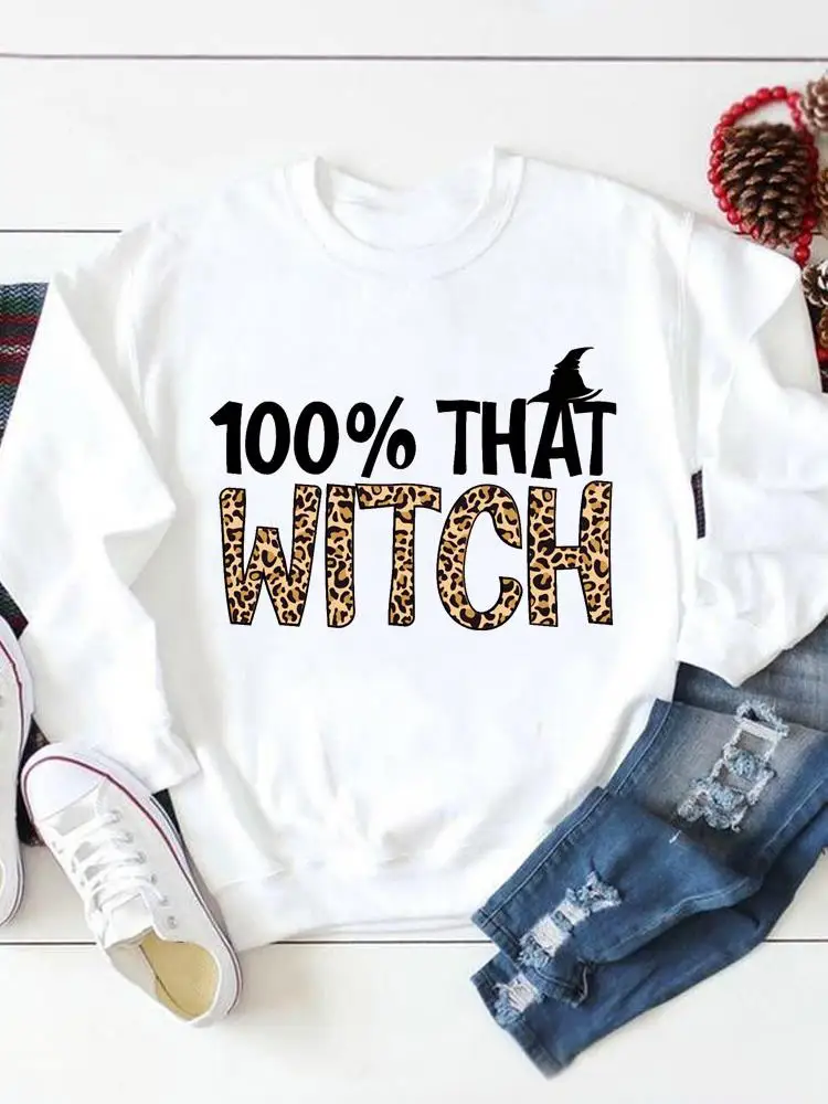 

Свитшот женский с леопардовым принтом и надписью Witch