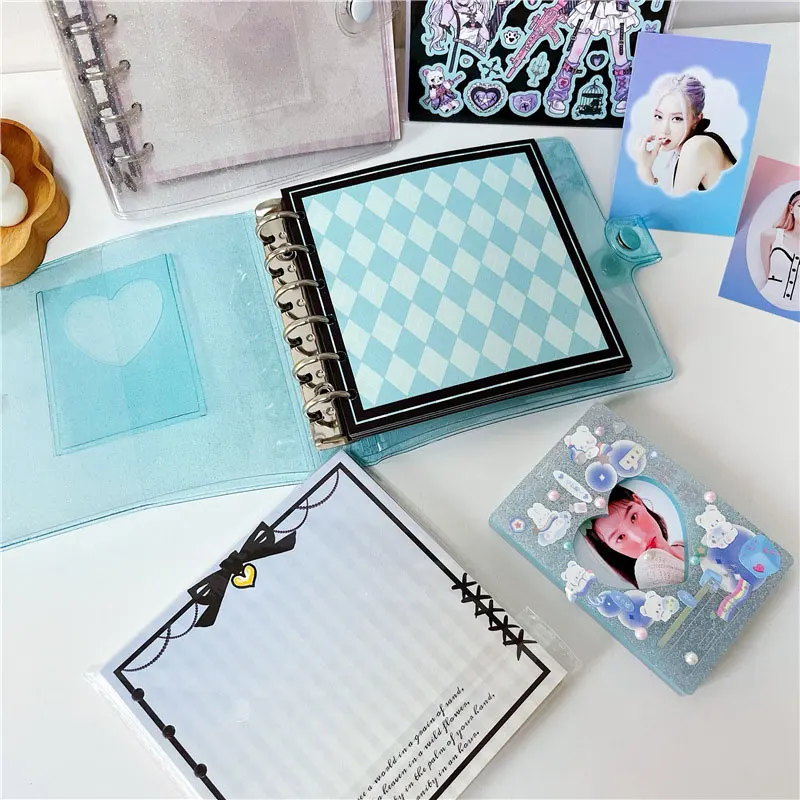 

A7 квадратная любовь Прозрачная Обложка для переплетения колец Прозрачная Обложка для переплетения листьев Фотокарточка с именем держател...