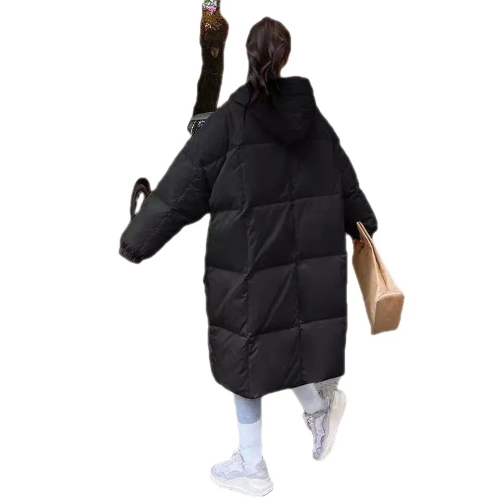 2023 Winter New Korean Black Thicken Hooded Parkas Women's Loose cotton Padded Jacket Female Warm Long Coat Casual Parka Outwear