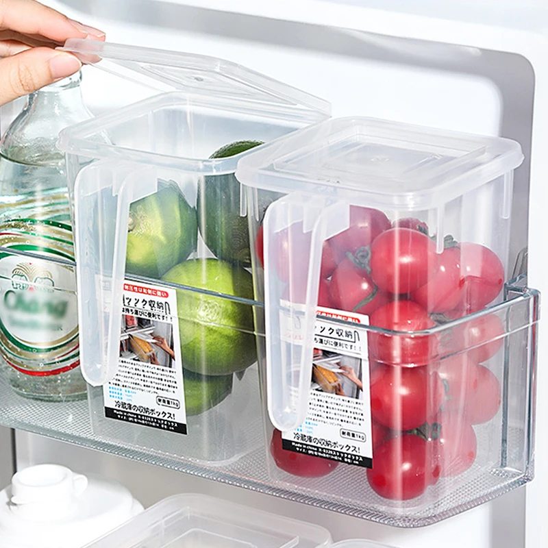 

Boxes Fresh Handle Home Fridge With Food Door 1-6pcs Organizer Vegetable Fruit Side Storage Refrigerator Bins Box For Kitchen