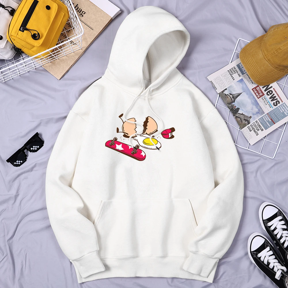 Broken Eggs From A Skateboard Fall Hoodies Male All-Match Lo