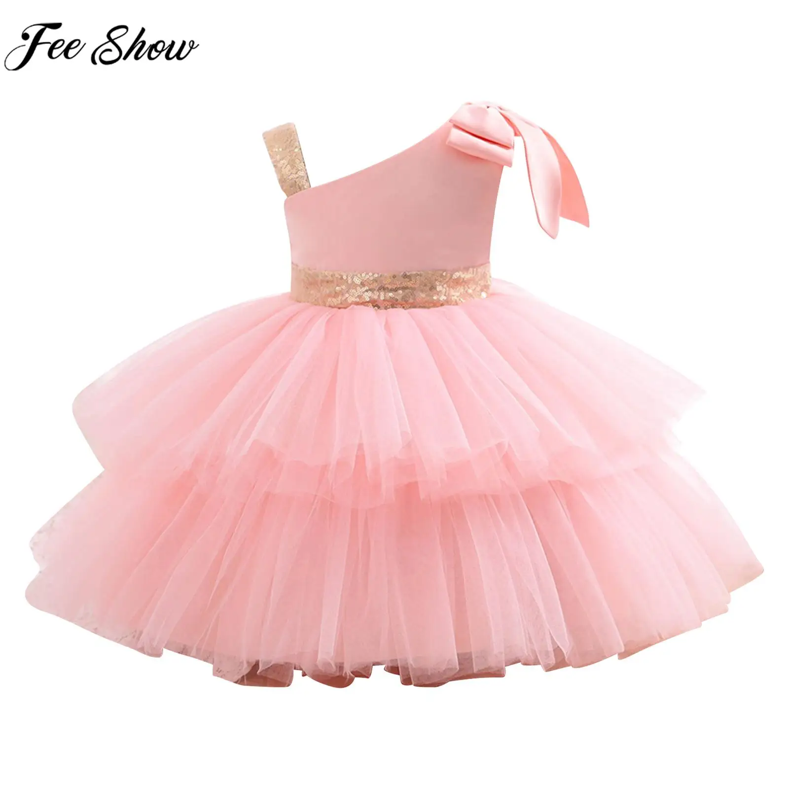 

Kid Girls Elegant Party Dress Sleeveless Sequin Bowknot Mesh Tutu Princess Dress for Wedding Baptism Birthday Evening Piano Show