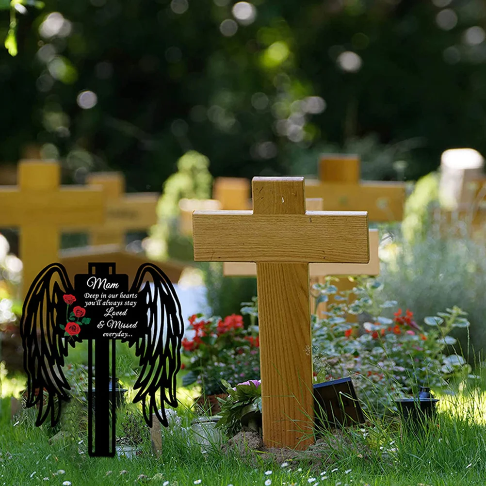 

Cemetery Memorial Angel Stake Grave Metal Stake Decor Iron Craft Angel Shape Yard Stake