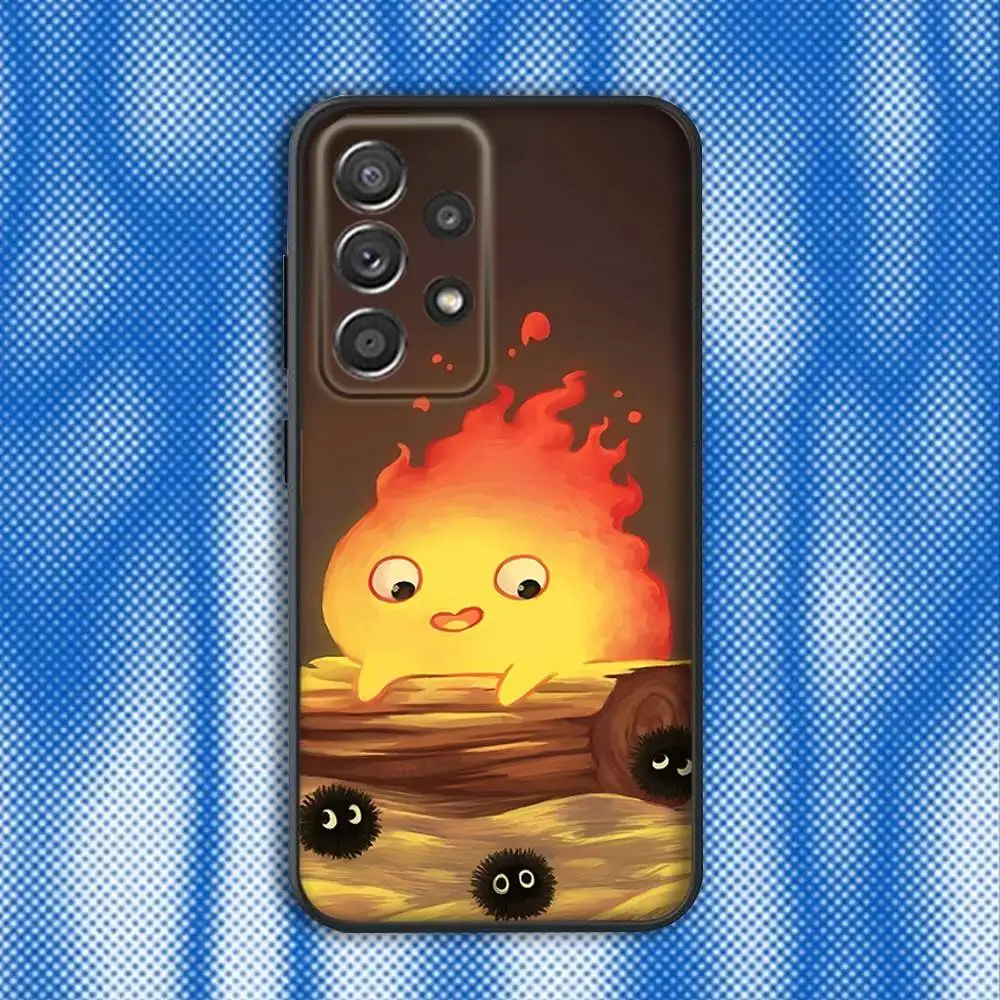 Фото Чехол для телефона Cute Fire C-Calcifer для Samsung S25, S24, S21, S22, S23, S30, Ultra, S20, Plus, Fe, Lite, Note, 10,9,5G, черный чехол №4
