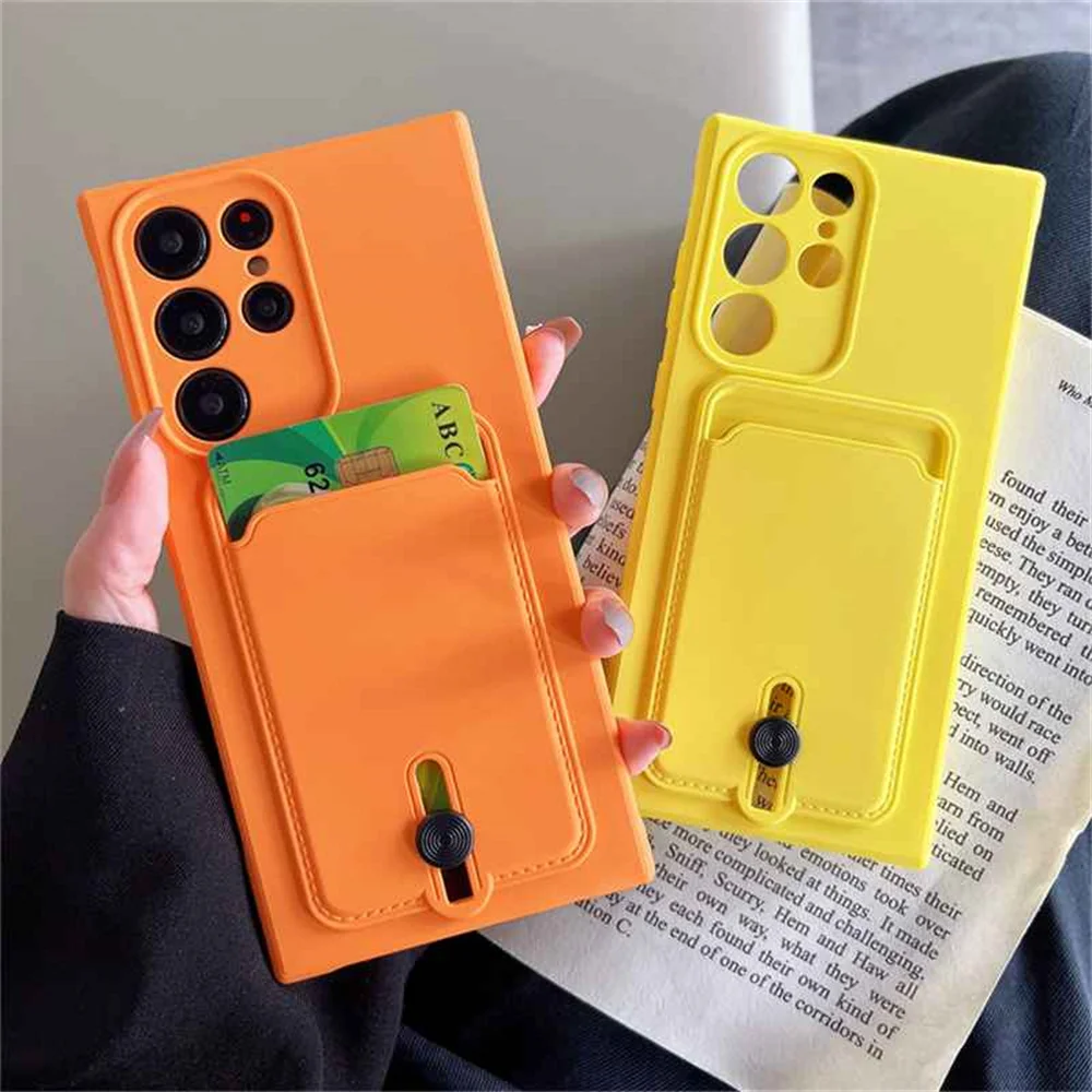 

Card Bag Silicone Phone Case For Samsung Galaxy S23 Ultra S22 S21 Plus S20 FE A12 A21S A22 A32 A52 A72 A51 A71 Wallet Soft Cover