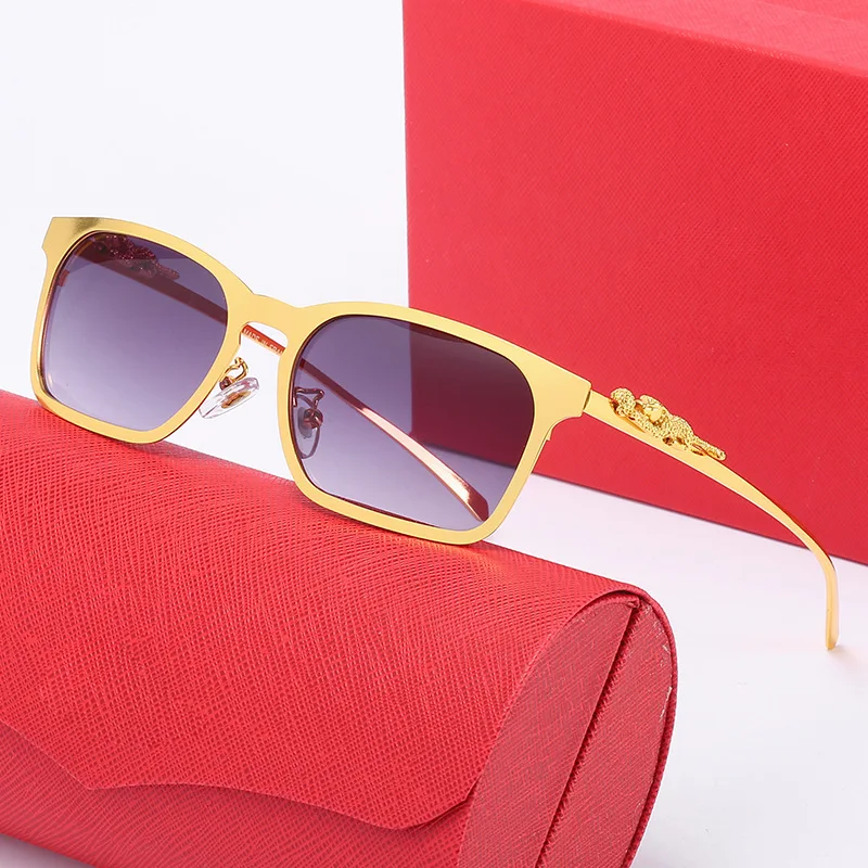 

2022 Luxury Brand DesignerFashion Vintage Square Sunglasses Women Men Popular Travel Driving Leopard Head Small Sun Glasses K-35