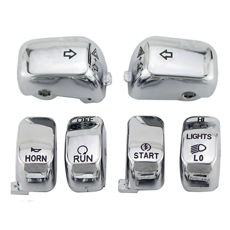 

Motorcycle Black Chrome Hand Control Switch Housing Buttons Caps For Harley VRSC XL XR Softail Dyna FLHR FLHRC ABS Plastic
