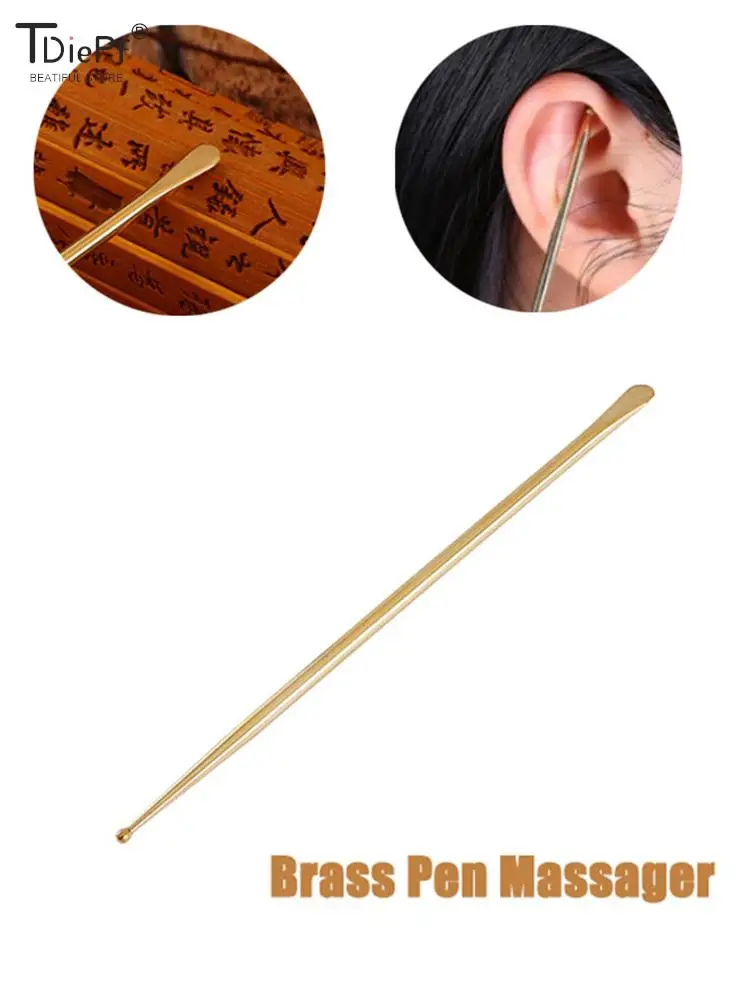 

Brass Facial Reflexology MassageTool Retractable Acupuncture Pen Double Headed Spring Ear Care Point Probe Pen Ear Massager Tool