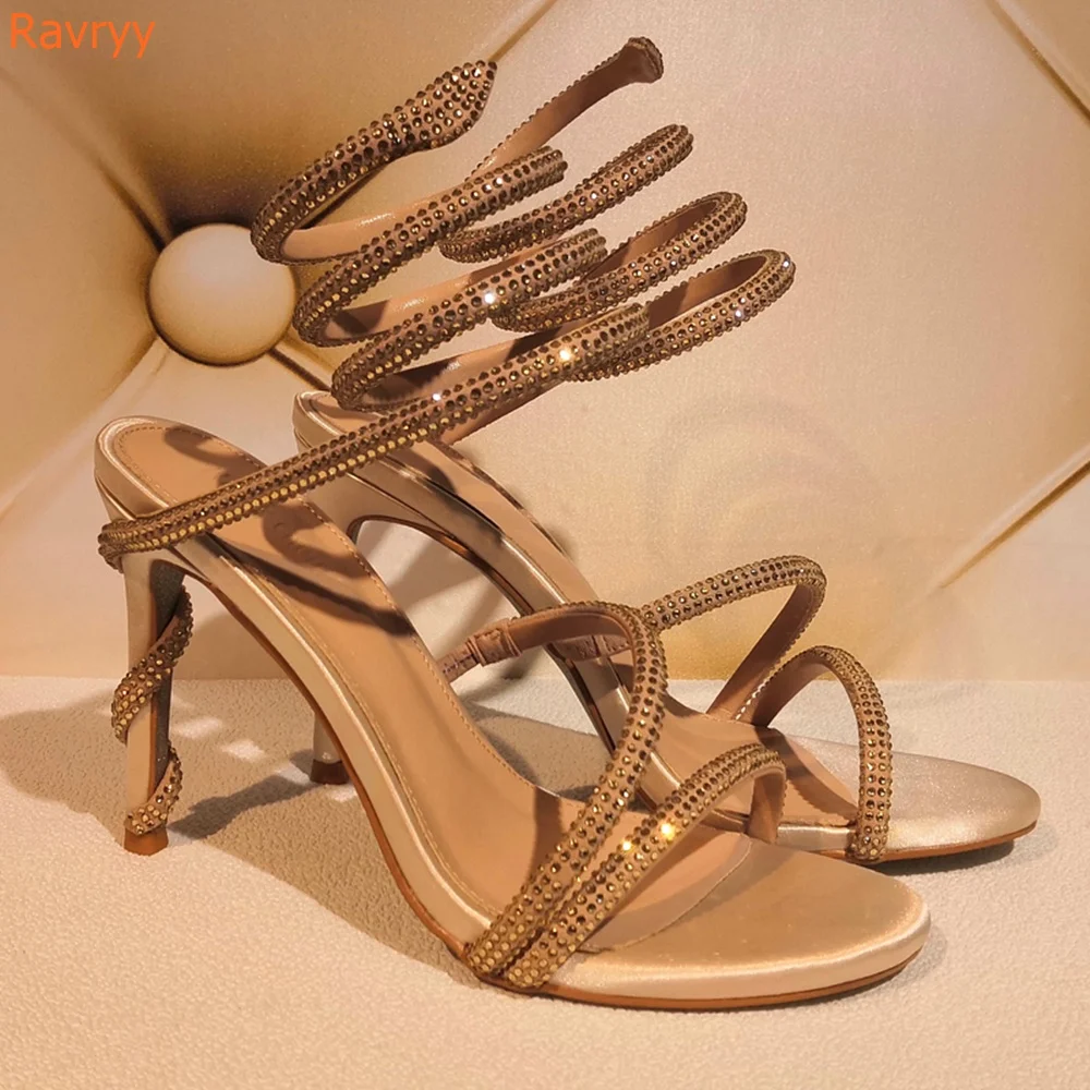 Сандалии женские без шнуровки открытый носок высокий каблук-шпилька ремешок