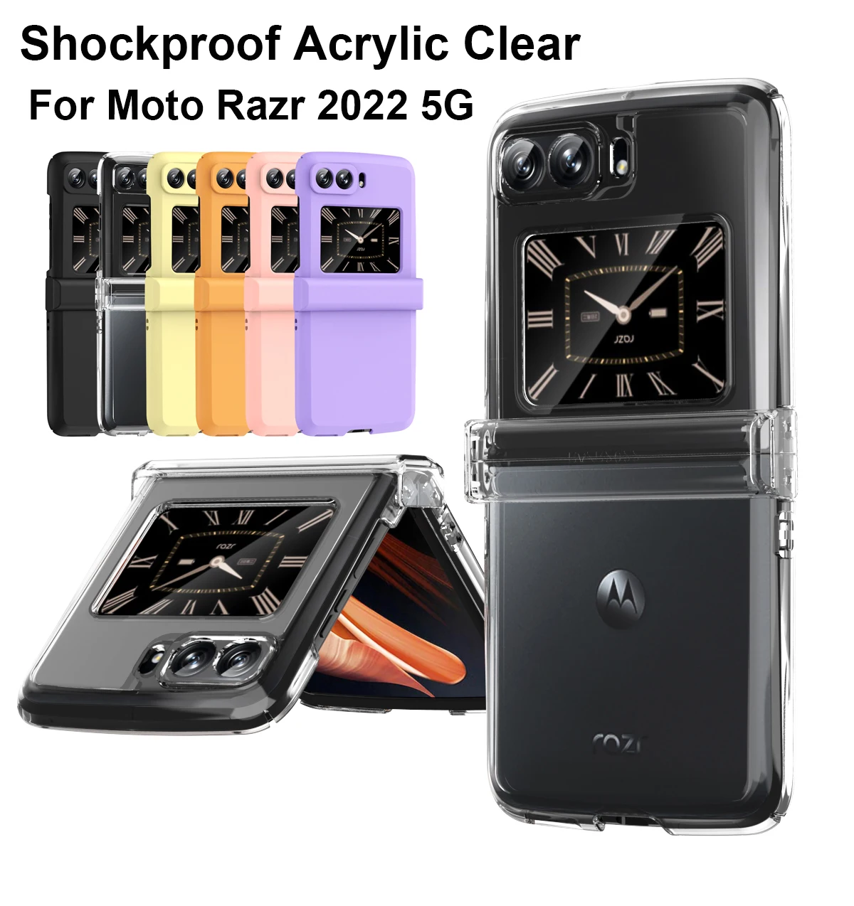 

Shockproof Armor Clear Case For Motorola Moto Razr 2022 5G Candy Color Matte PC Protector Phone Cover Moto Razr Flip Cases