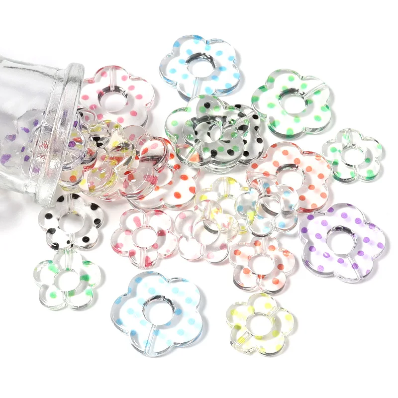 

20 Pcs/Lot Acrylic Accessories Beads Big Hole Diy Making Necklace Pendant Earring Flower Shape Jewelry Finding For Women