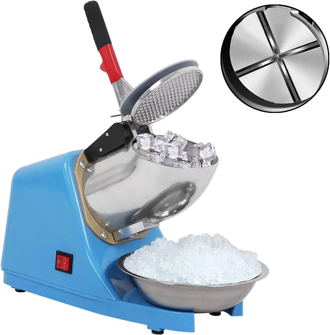 

Ice Shaver Crusher,Portable Stainless Steel 4 Blades Ice Shaved Machine,300W 2200RPM Snow Cone Maker Shaved Ice Maker with Ice P