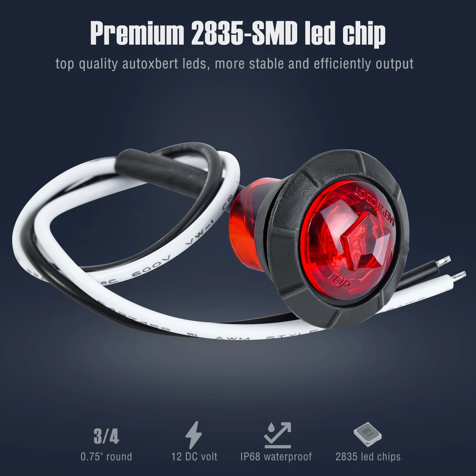4x 3/4 &quot12 В светодиодный боковой габаритный фонарь с круглой кнопкой
