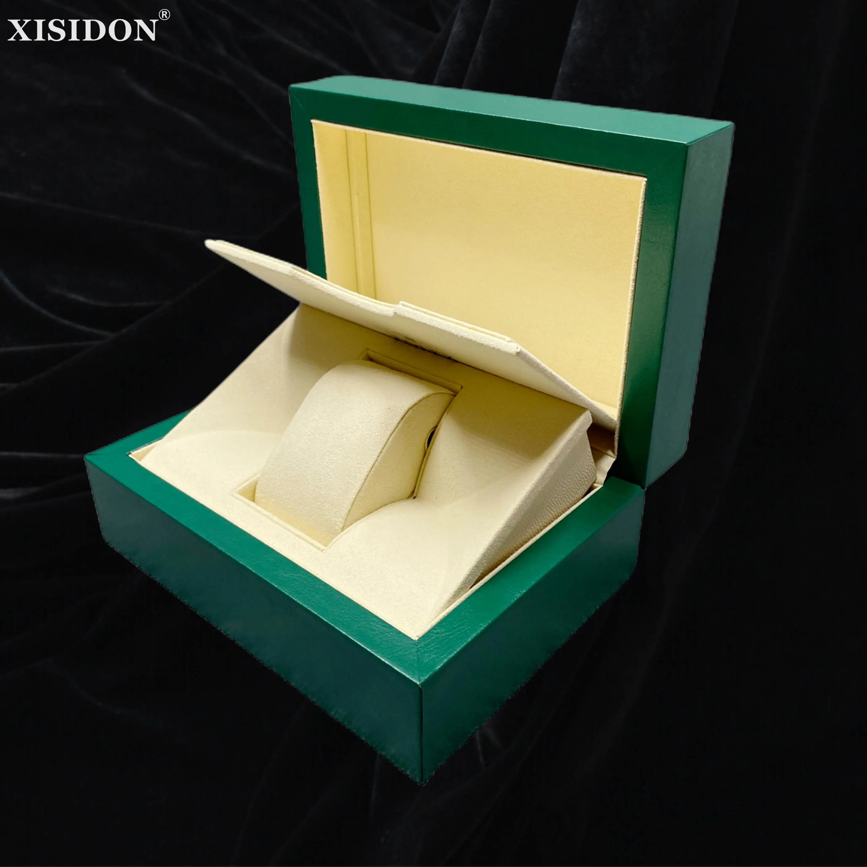 Top Quality Green Watch Box Luxury Elegant AAA Leather Wooden Watch Case with Quality Packaging Storage with Microfiber Pillow