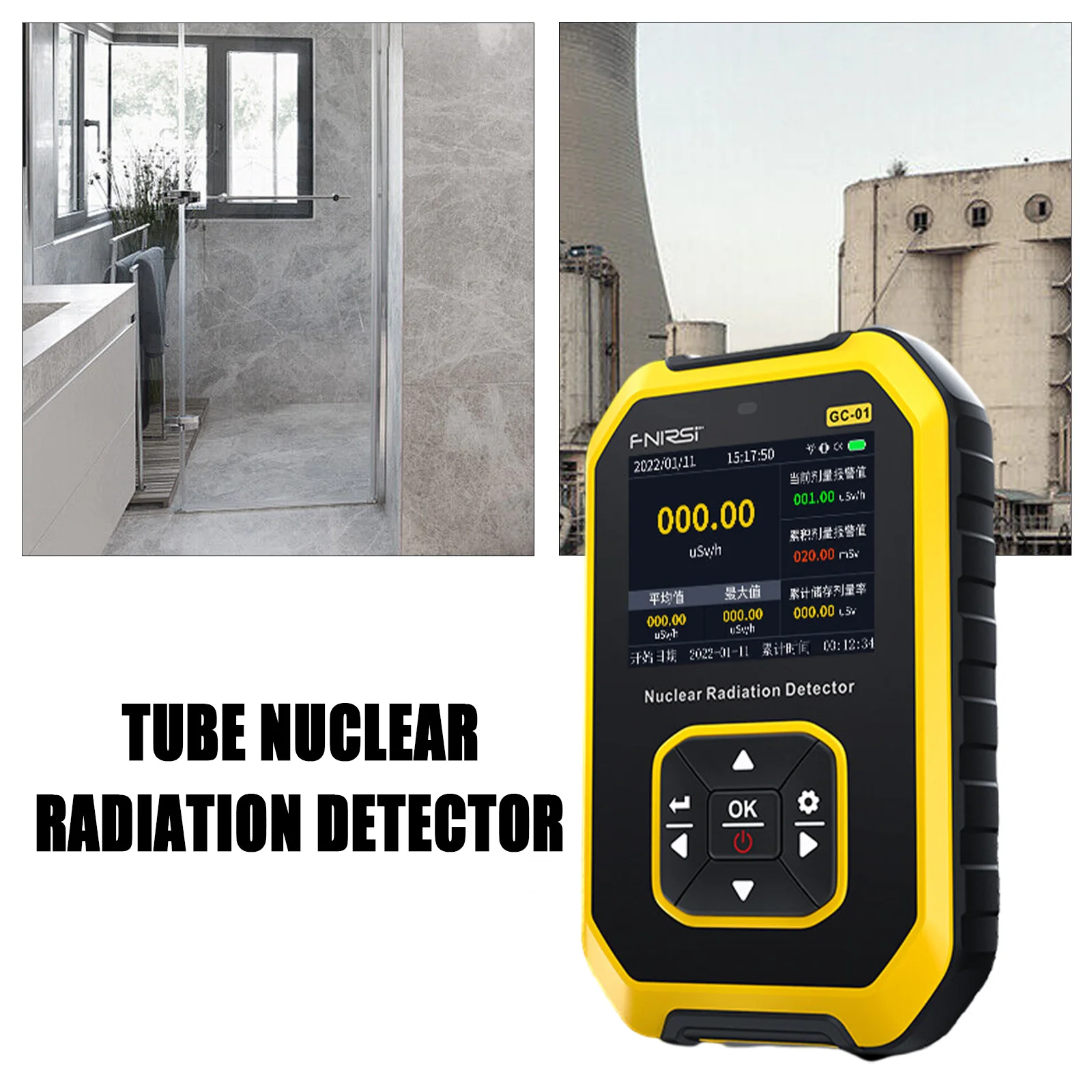 

1100mah GM Geiger Counter Tube Nuclear Radiation Detector β γ X-Ray Dosimeter Monitor Black Yellow 120*78*27mm