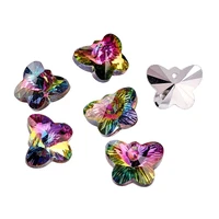butterfly electroplated glass pendants silver color plated bottom faceted colorful 12x15x7mm hole 1mm