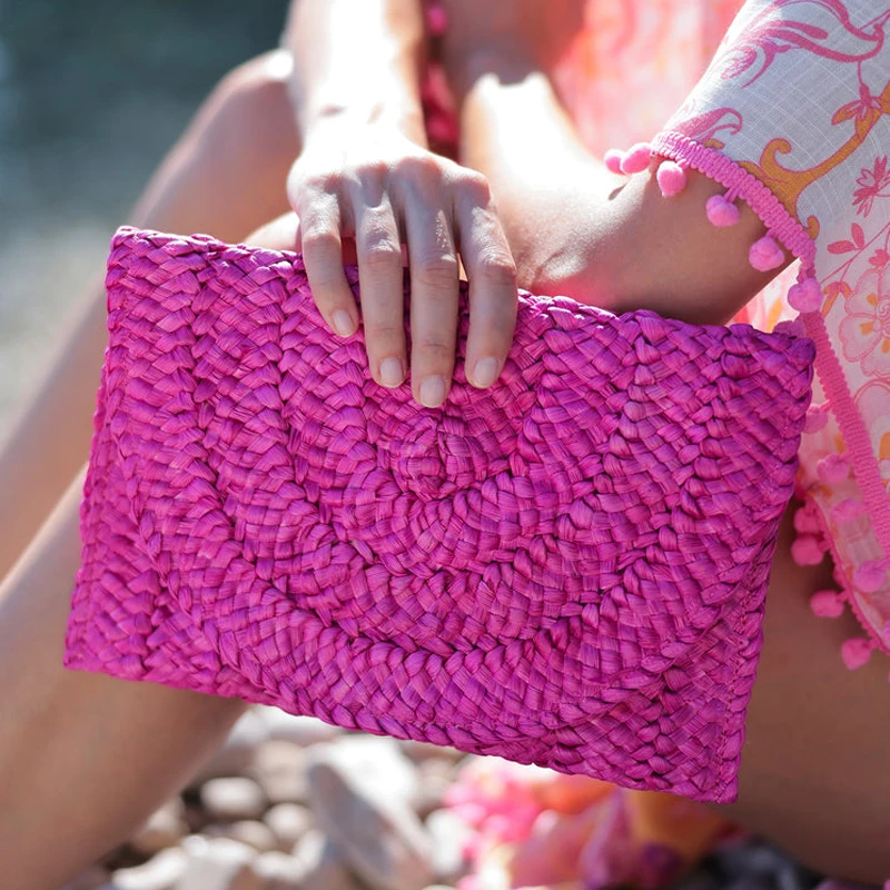 

Bags Envelope Straw Beach 2023 Corn Casual Summer Fashion Purses Colorful For Fur Phone Woven Bag Coin Women Mobile Clutch Bag