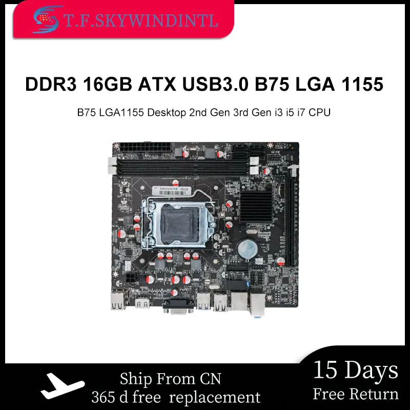 

Материнская плата B75 BTC для майнинга, материнская плата LGA 1155, DDR3, двухканальная память 16 Гб для процессора Intel LGA 1155 Core I3 I5 I7