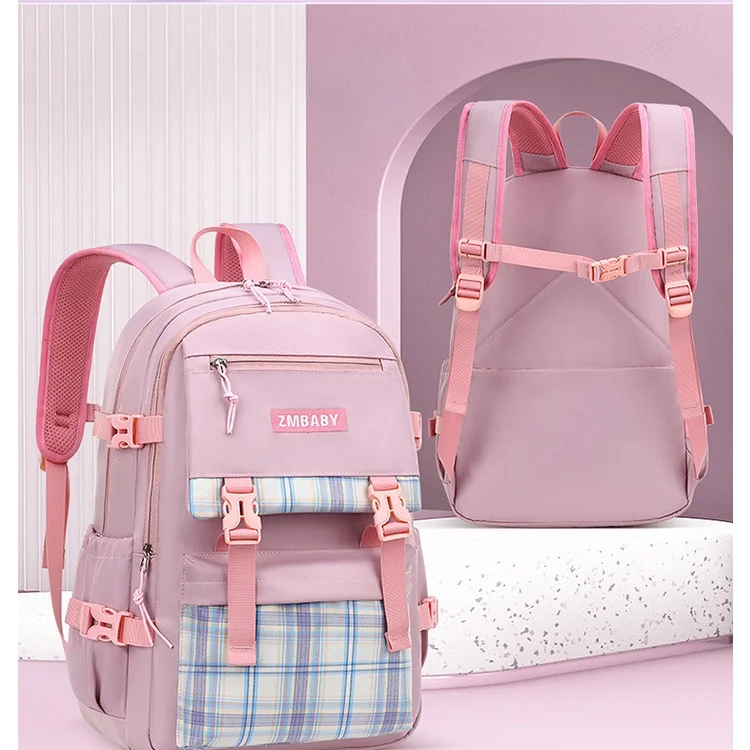 Primary School Students Grade 1-6-9 Girls Sweet Simple Backpacks New High-capacity Leisure Checked Schoolbags Back To School Hot