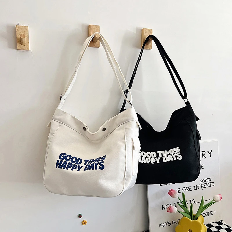 

Fashion Harajuku Letter Large Capacity Shoulder Bag Crossbody Bag For Women Trendy Canvas Bag Handbag Women Shopper Bag Tote Bag